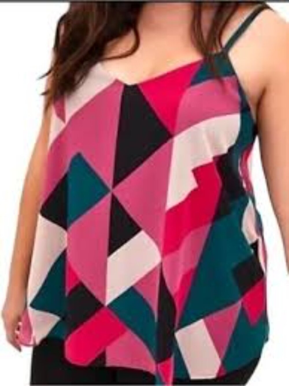 Torrid 1XL NWT Sophie Pink Blue Pattern Tank Blouse